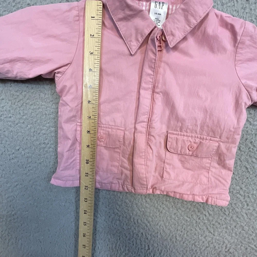 Baby GAP Jacket Girls 3-6 Months Pink Nylon Shell Cotton‎ Lined Zip Pockets